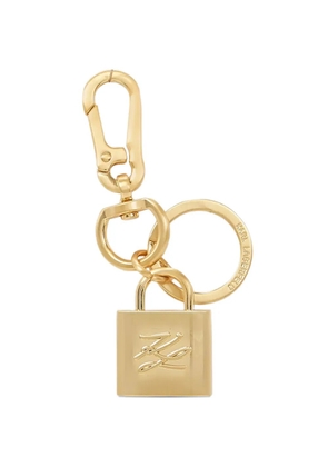 Karl Lagerfeld padlock logo-plaque keyring - Gold