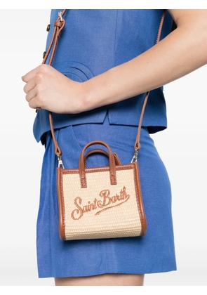 MC2 Saint Barth micro Vivian logo-embroidered woven tote bag - Neutrals