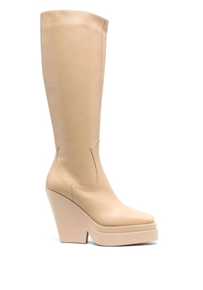 GIABORGHINI 120mm knee-high leather boots - Neutrals