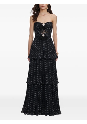 Self-Portrait polka-dot tiered dress - Black