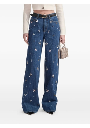 Self-Portrait crystal-embellished jeans - Blue