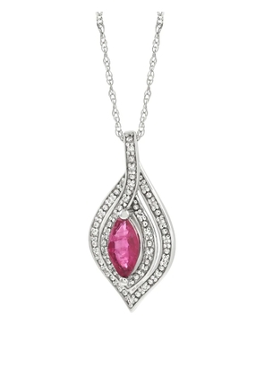 LB Exclusive 14K white gold diamond and ruby necklace - Silver