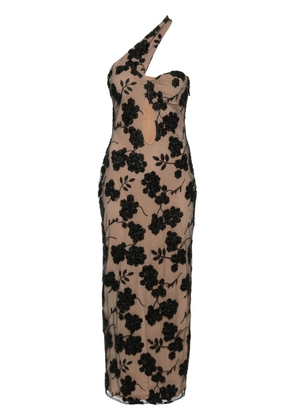 ROTATE BIRGER CHRISTENSEN floral-beads midi dress - Neutrals