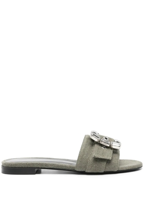 Roberto Festa crystal-buckle denim slippers - Green