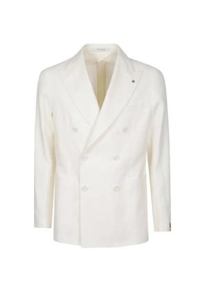 Tagliatore double-breasted linen blazer - White