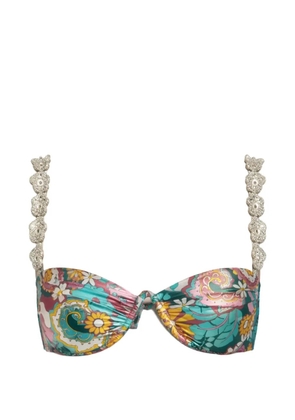 Del Maar Kaay crochet floral-print bikini top - Blue