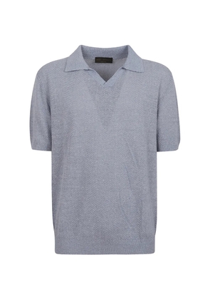 Brett Johnson chevron-knit polo shirt - Blue
