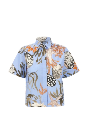 Marella marine-print gathered shirt - Blue