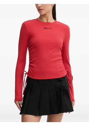 Karl Lagerfeld Jeans ruched ribbed drawstring top - Red