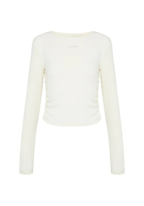GUESS USA ribbed-knit gathered T-shirt - Neutrals