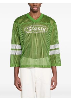 Stüssy logo-print mesh T-shirt - Green