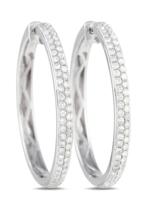 LB Exclusive 14K white gold diamond hoop earrings - Silver
