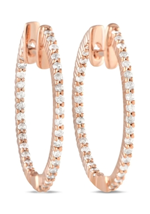 LB Exclusive 14K rose gold Inside-Out diamond hoop earrings - Pink