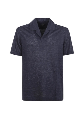 Zegna slub-texture spread-collar polo shirt - Blue