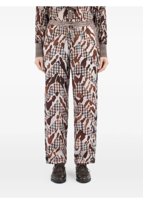 Pierre-Louis Mascia houndstooth animal-print silk trousers - Neutrals