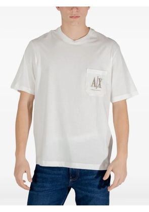 Armani Exchange logo-embroidered pocket T-shirt - White