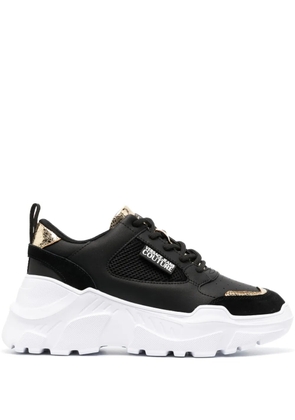 Versace Jeans Couture metallic-finish leather sneakers - Black