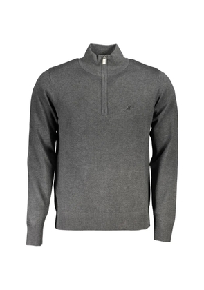 U.S. Grand embroidered-logo quarter-zip cotton sweater - Grey