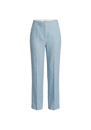 Tagliatore pressed-crease linen trousers - Blue
