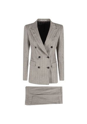 Tagliatore double-breasted herringbone suit - Brown