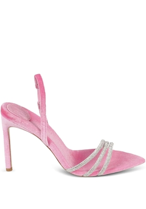 BETTINA VERMILLON 110mm Roxy crystal-embellished velvet slingback sandals - Pink
