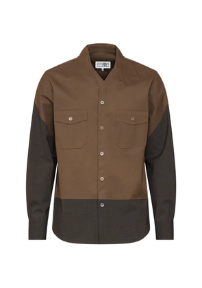 MM6 Maison Margiela two-tone button-down patch-pocket shirt - Brown