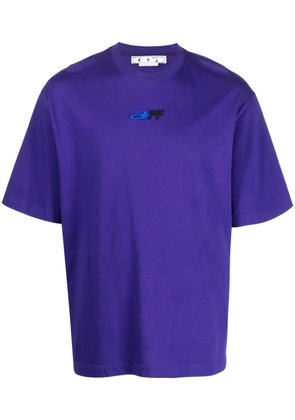 Off-White embroidered-logo cotton T-shirt - Purple
