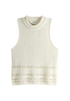 Amomento pointelle-knit high-neck top - Neutrals
