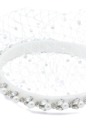Self-Portrait embellished veiled headband - White