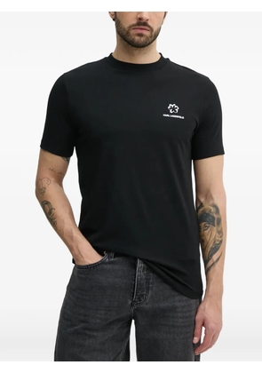 Karl Lagerfeld logo-print floral-motif T-shirt - Black