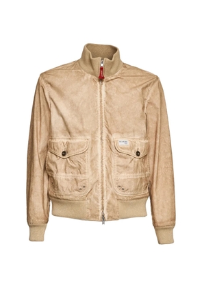Fay stone-washed bomber jacket - Neutrals