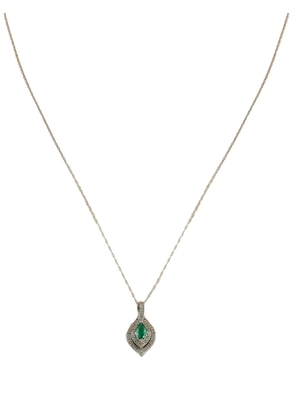 LB Exclusive 14K white gold diamond and emerald pendant necklace - Silver