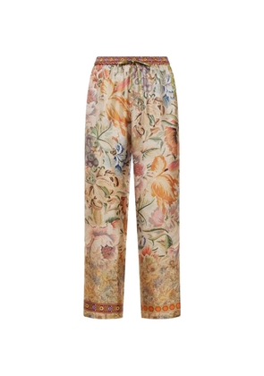 Pierre-Louis Mascia floral-print silk trousers - Neutrals