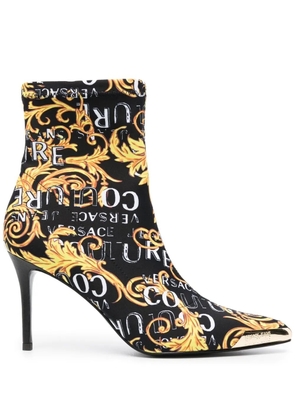 Versace Jeans Couture Scarlett 85mm Logo Brush Couture-print boots - Black