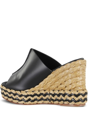 Paloma Barceló Ivana leather platform raffia sandals - Black
