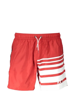 Karl Lagerfeld stripe-details drawstring swim shorts - Red