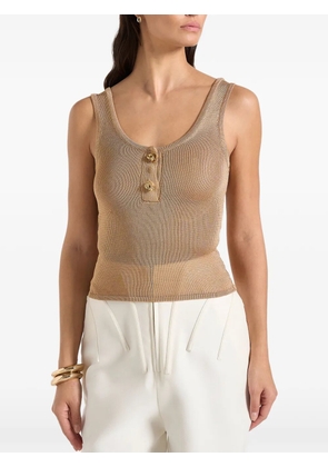 Manière De Voir Pippa pointelle knot button tank top - Gold