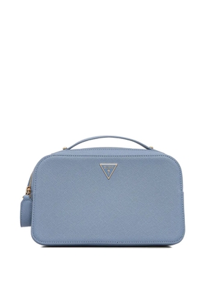 GUESS USA top handle triangle-logo make up bag - Blue