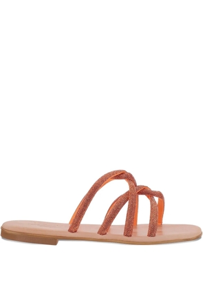 KIMA leather flat sandals - Orange