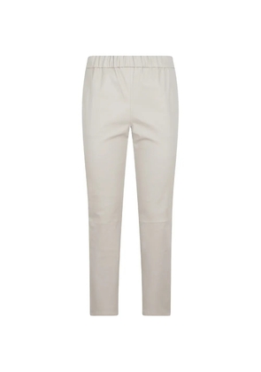 Enes elasticated-waistband leather trousers - Neutrals