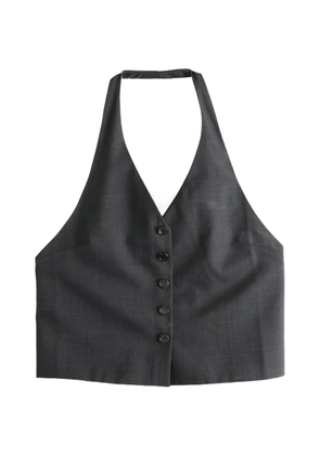 Amomento halterneck button-up top - Grey