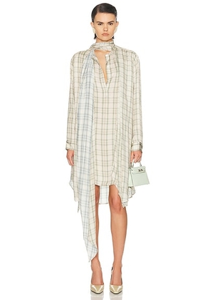 Acne Studios Drana Summer Check Dress in Green & Blue - Cream. Size 34 (also in 36, 38).
