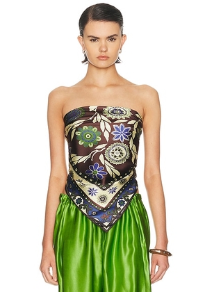 Alemais Jasper Silk Scarf Top in Chocolate - Chocolate. Size all.