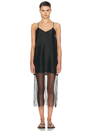 CHAN LUU Techno Taffeta Mesh Dress in Black - Black. Size 3 (also in ).