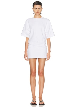 Enza Costa Short Sleeve Supima Curve Mini Dress in White - White. Size XS (also in S, M, L, XL).
