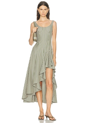 Monse Striped Corset Dress in Sage Multi - Sage. Size 4 (also in 6, 8).