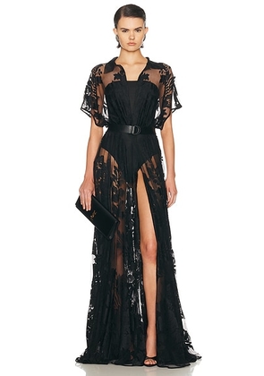 Norma Kamali Super OS Sleeveless BF NK Shirt Flared Gown in Black - Black. Size XS (also in S, M).