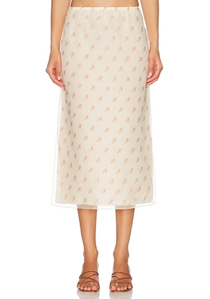 KHAITE Sydni Skirt in Soft Pink - Ivory. Size 6 (also in 2, 8).