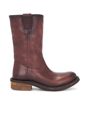 Miu Miu Work Boot in Caffe - Brown. Size 36 (also in 37, 37.5, 38, 38.5, 39, 40, 41).