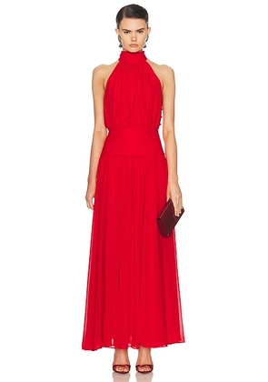 NICHOLAS Tessa Halter Neck Maxi Dress in Tomato - Red. Size 0 (also in 2, 4, 6, 8, 10).